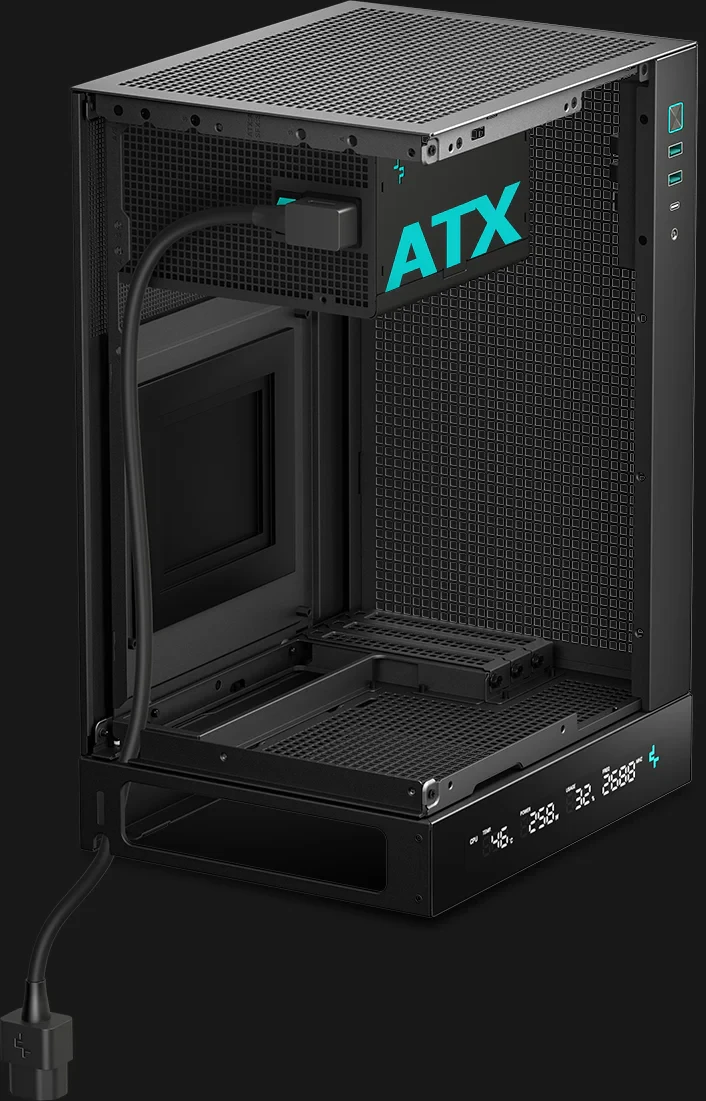 Žaidimų kompiuterio korpusas Deepcool CH170 DIGITAL | Juodas | Mini ITX | ATX PS2 | Be maitinimo šaltinio aprašymas - Prekės nuotrauka