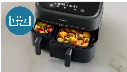 Gruzdintuvė Philips 3000 serija „Airfryer“ su dviem krepšeliais NA352/04 aprašymas - Prekės nuotrauka