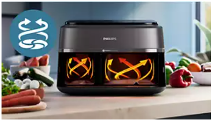 Gruzdintuvė Philips 3000 serija „Airfryer“ su dviem krepšeliais NA352/04 aprašymas - Prekės nuotrauka