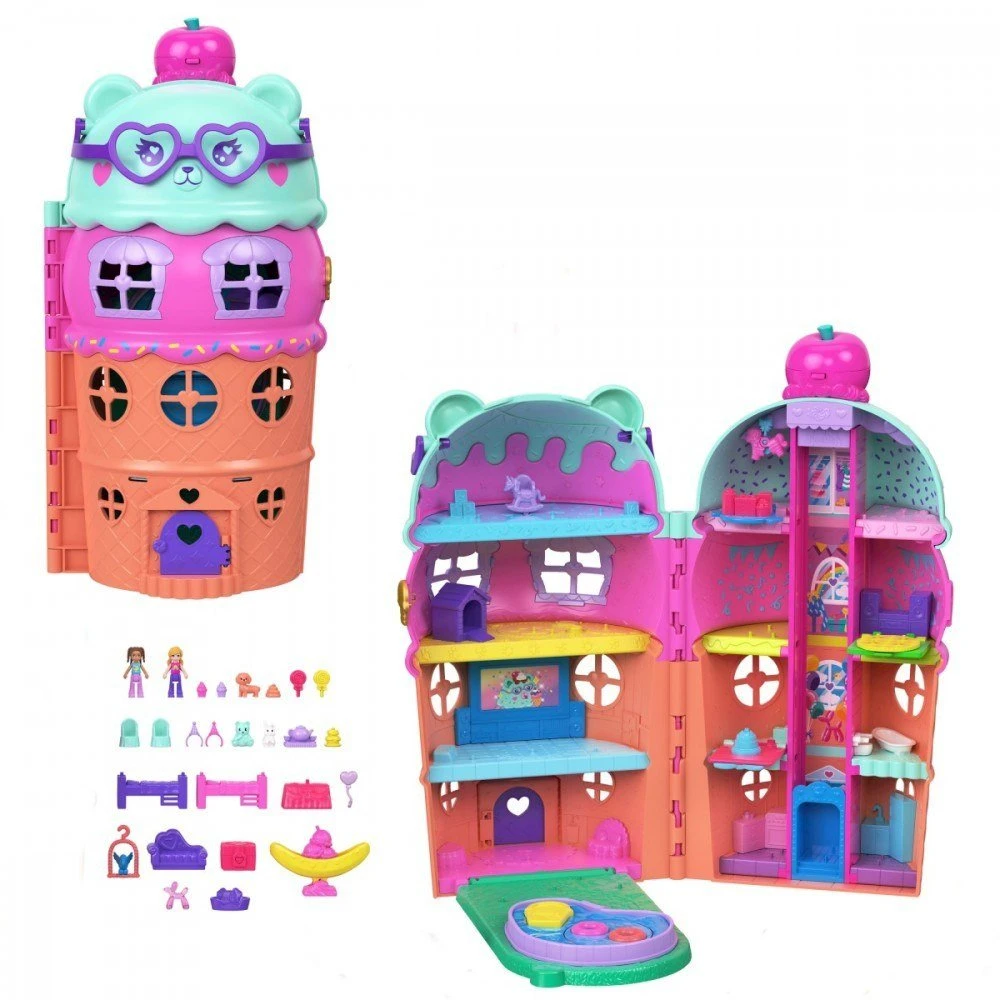 Mattel Polly Pocket Ice Cream House pramogų rinkinys (JFT91) aprašymas - Prekės nuotrauka