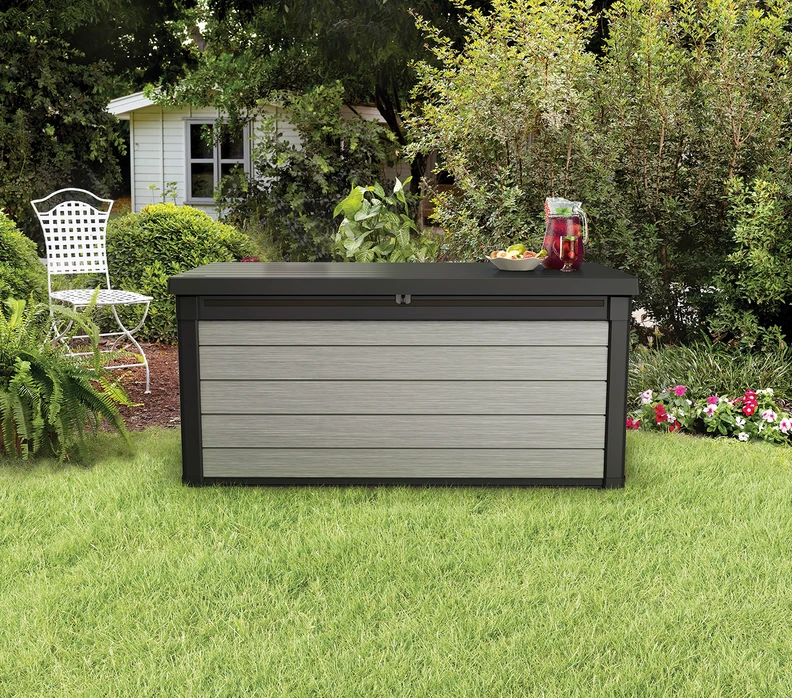 Keter Sodo daiktadėžė Denali Duotech, 62.1 x 122.9 x 70.6 cm, 380 L, pilka/ruda aprašymas - Prekės nuotrauka