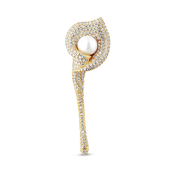 Blizganti paauksuota sagė Jwl Luxury Pearls Calla Flower, 2 viename (JL0815) aprašymas - Prekės nuotrauka
