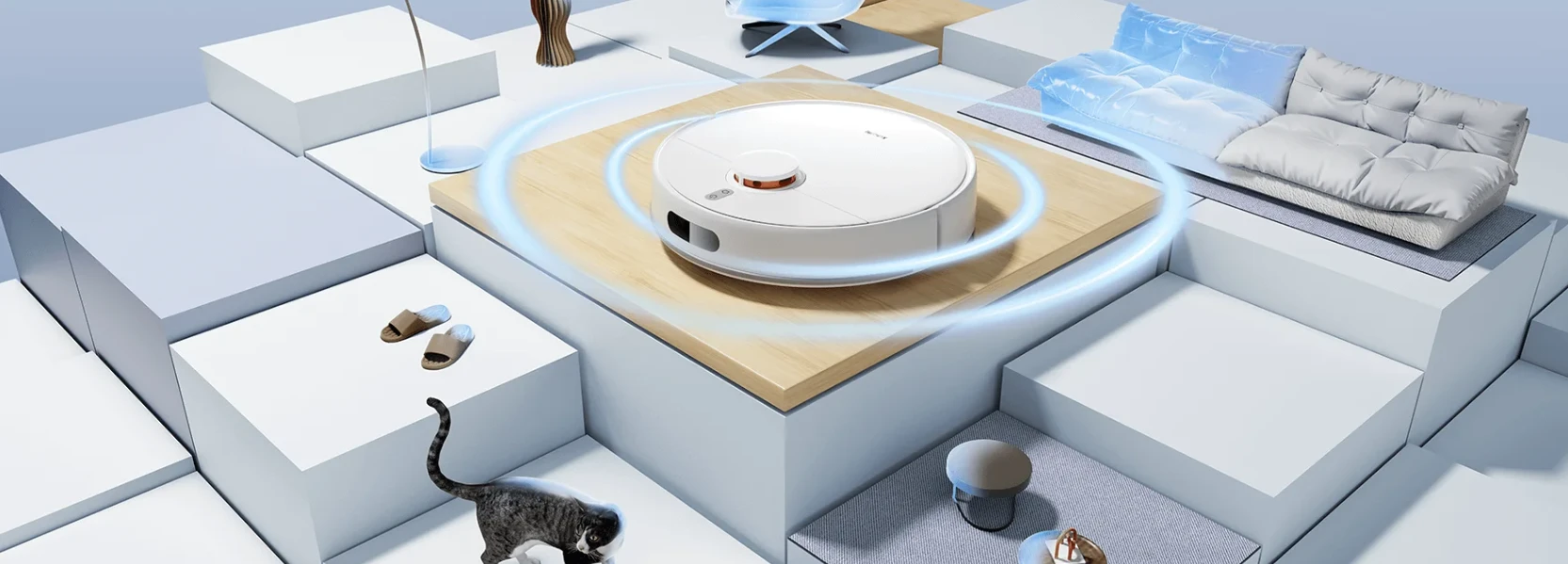 Dulkių siurblys - robotas Xiaomi S40C EU, baltos spalvos aprašymas - Prekės nuotrauka