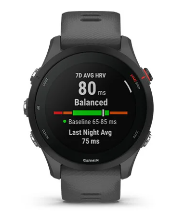 Išmanusis laikrodis Garmin Forerunner 255, Skalūnų  pilkos spalvos aprašymas - Prekės nuotrauka