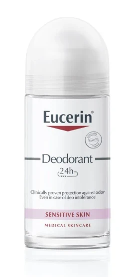 EUCERIN rutulinis dezodorantas jautriai odai 24 val., 50 ml aprašymas - Prekės nuotrauka