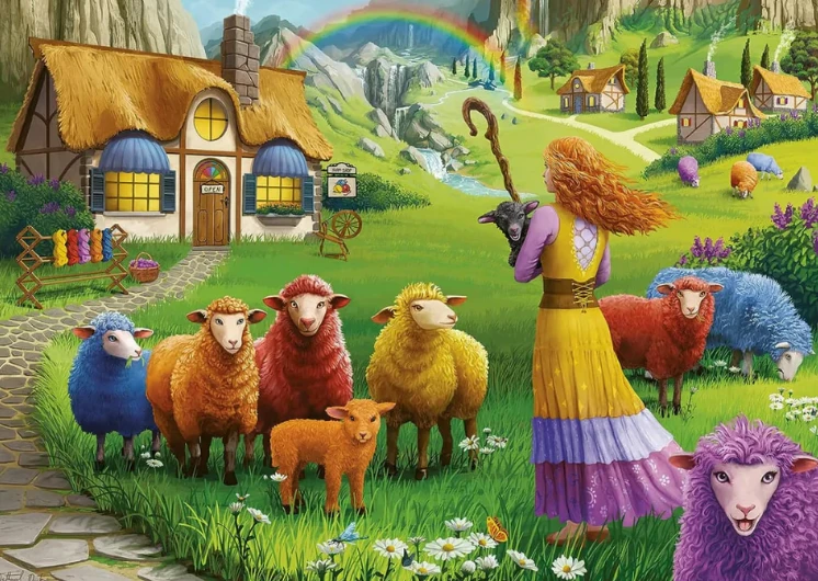 Ravensburger Dėlionė 1000 vnt. - Spalvotos avys aprašymas - Prekės nuotrauka
