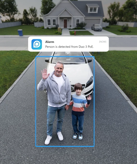 Stebėjimo kamera Reolink Duo Series P750 16MP UHD su dviem objektyvais, PoE jungtimi ir 180° panoraminiu vaizdu aprašymas - Prekės nuotrauka