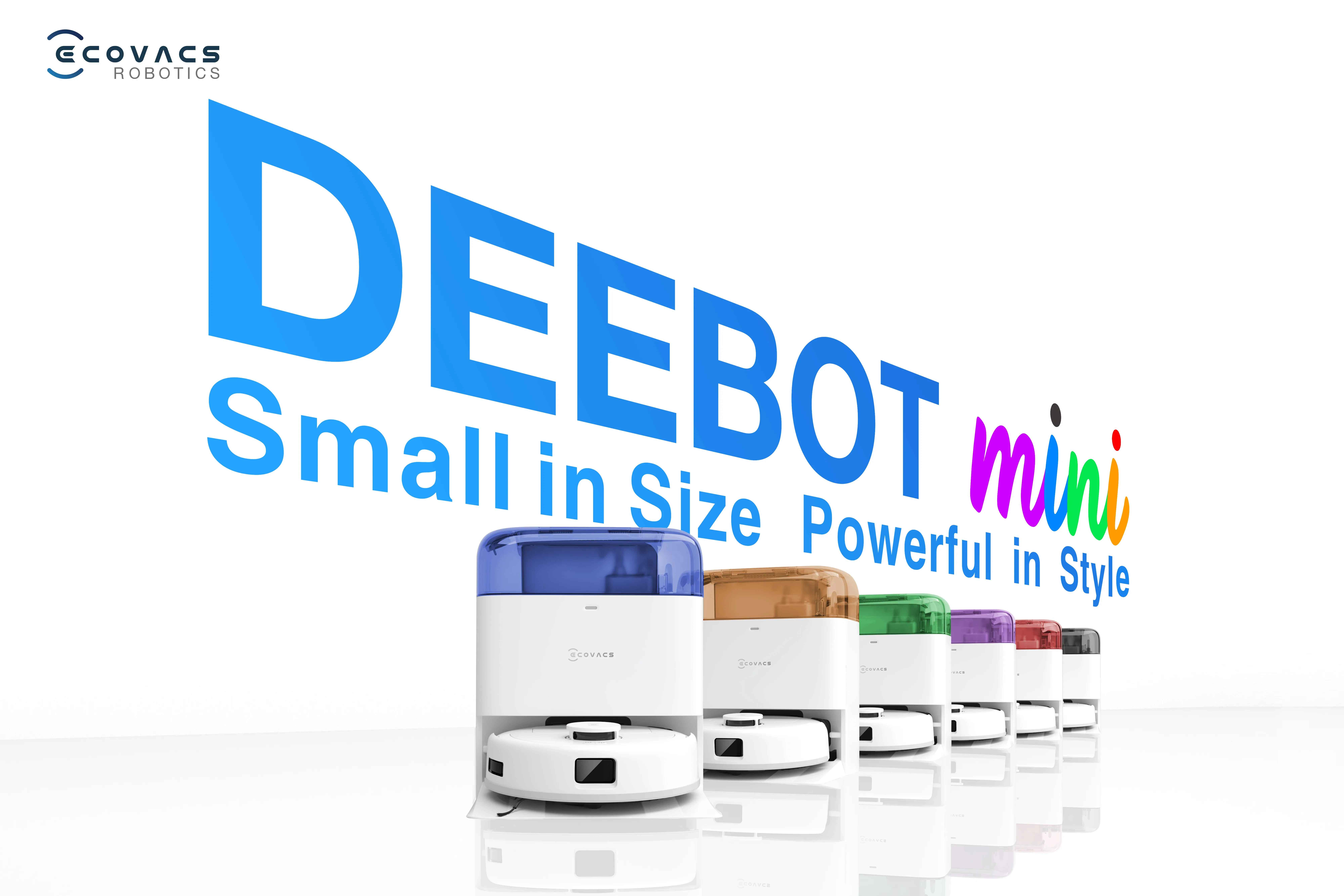 Dulkių siurblys - robotas Ecovacs DEEBOT mini Blue, Baltas aprašymas - Prekės nuotrauka
