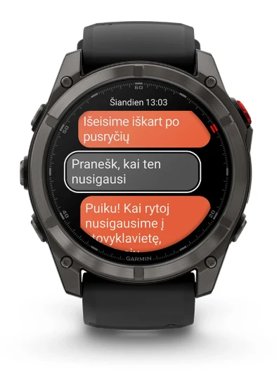 Išmanusis laikrodis Garmin fēnix® 8 Pro – 51 mm, AMOLED Sapphire, titanas su grafito spalvos / juodu silikoniniu dirželiu | 010-03199-11 aprašymas - Prekės nuotrauka