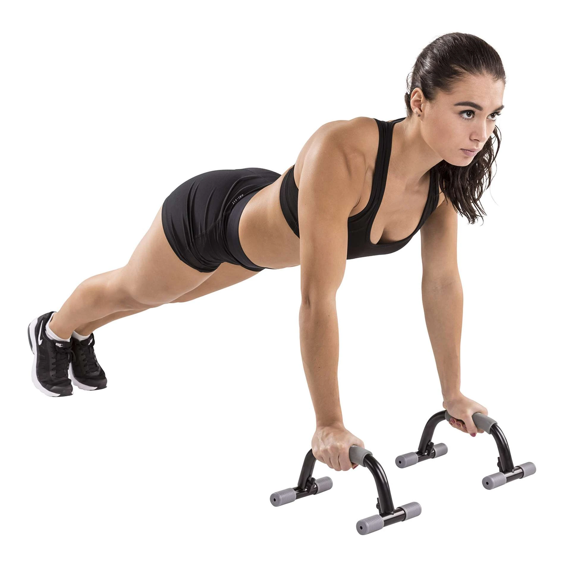 Atramos atsispaudimams Tunturi Push Up Bars, Juodos ir pilkos spalvos aprašymas - Prekės nuotrauka