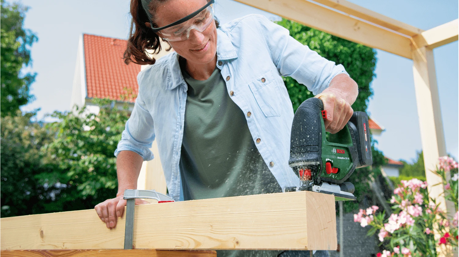 Akumuliatorinis siaurapjūklis Bosch  AdvancedSaw 18V-140, 18 V, 1x2,0Ah aprašymas - Prekės nuotrauka