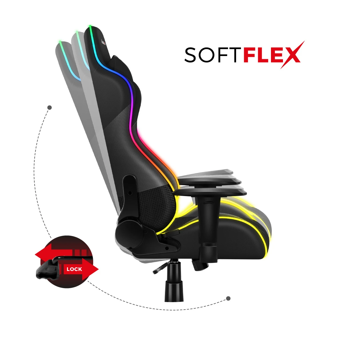 Žaidimų kėdė Huzaro Force 6.2 RGB, Juodos spalvos aprašymas - Prekės nuotrauka