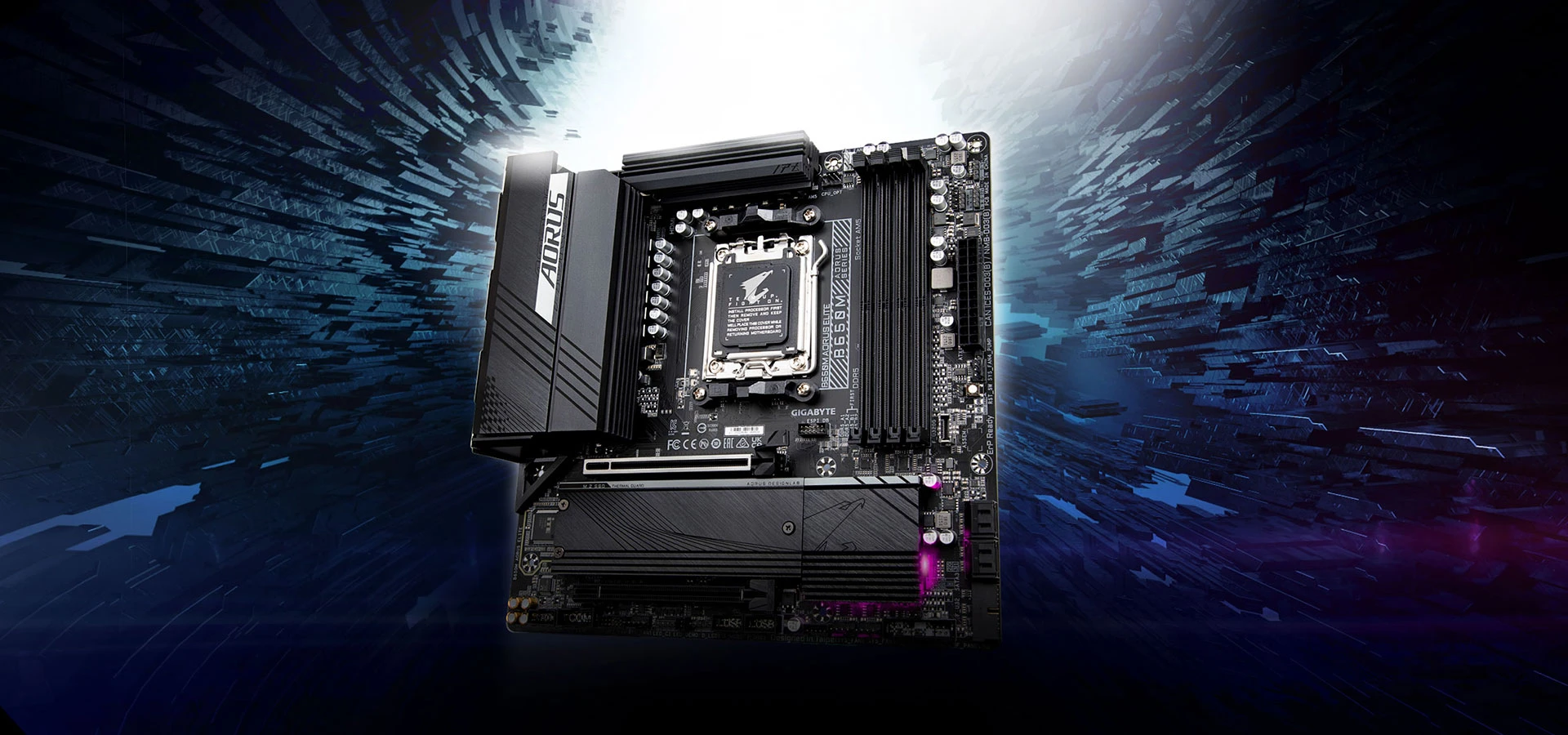 Pagrindinė plokštė GIGABYTE B650M AORUS ELITE AX  / AM5 / MicroATX / DDR5 x4 / PCI-Express 4.0 16x / 2x M.2 aprašymas - Prekės nuotrauka