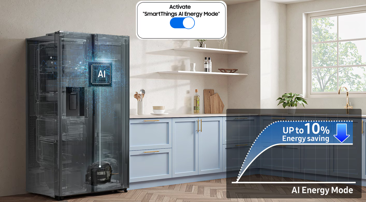 Dviduris šaldytuvas Samsung Side by Side Series 4 RS64DG5303B1EF, su vandens ir ledukų dispenseriu, Juodas aprašymas - Prekės nuotrauka