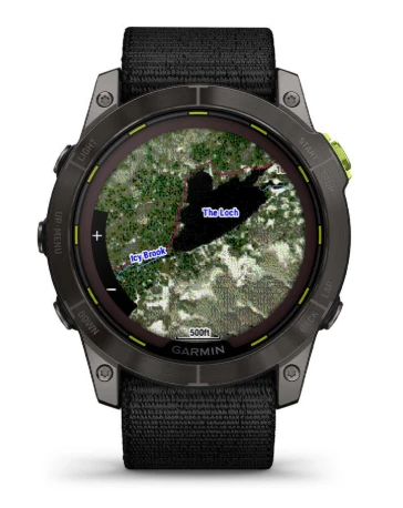 Išmanusis laikrodis Garmin Enduro 2, Anglies spalvos korpusas su juodu nailoniniu dirželiu „UltraFit“ aprašymas - Prekės nuotrauka