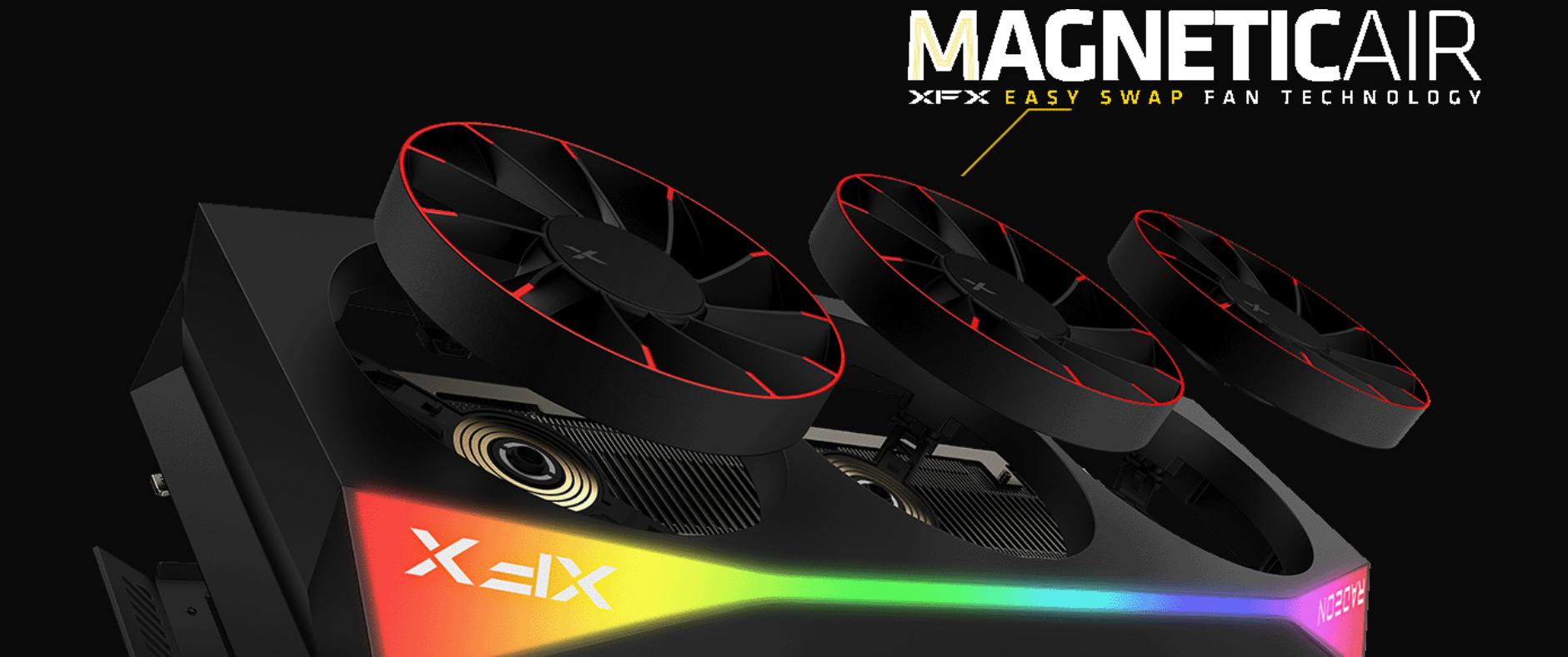 Vaizdo plokštė XFX Mercury AMD Radeon RX 9070XT OC Magnetic Air Edition su RGB apšvietimu | RX-97TMARGB9 aprašymas - Prekės nuotrauka