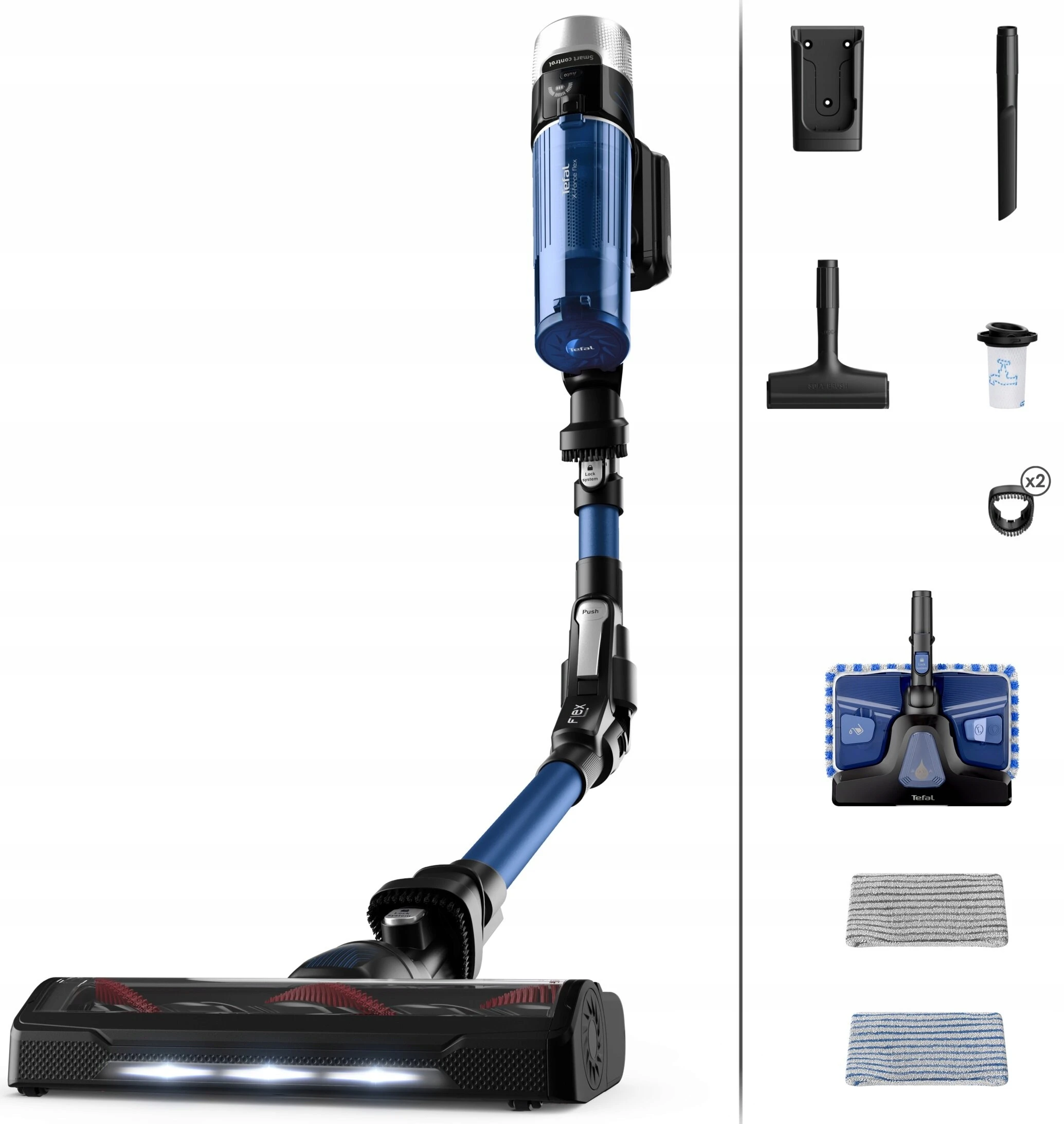 Dulkių siurblys su plovimo funkcija Tefal X-Force Flex 9.60 Aqua (TY20C4WO), Mėlynas aprašymas - Prekės nuotrauka