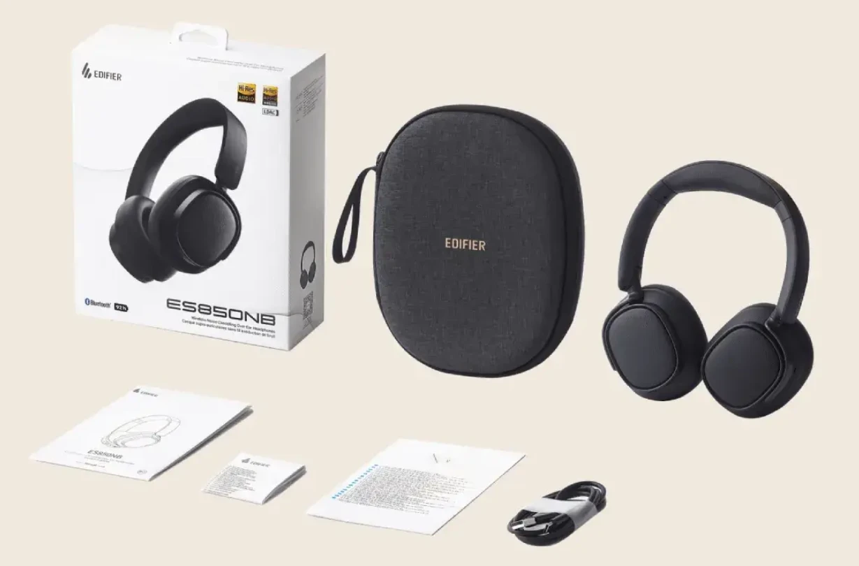 Edifier Belaidės „over-ear“ ausinės su aktyviu triukšmo slopinimu, baltos spalvos | ES850NB aprašymas - Prekės nuotrauka