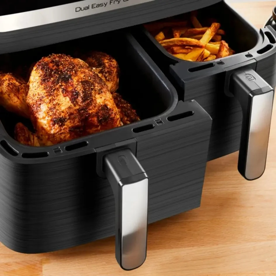 Karšto oro gruzdintuvė Tefal Dual Easy Fry & Grill EY905B, 2700 W, 2 krepšeliai (5,2 litro + 3,1 litro) aprašymas - Prekės nuotrauka
