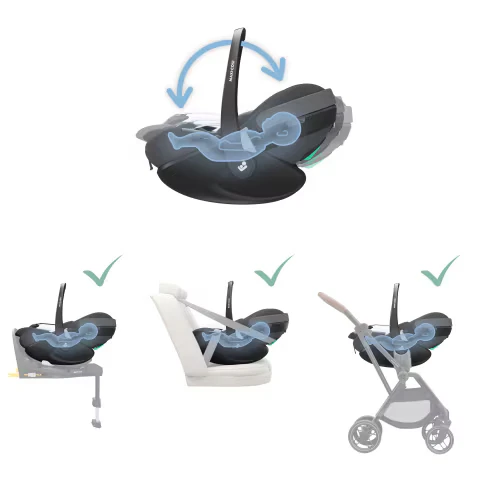 Automobilinė kėdutė Maxi Cosi PEBBLE 360 Pro², Pilkai ruda aprašymas - Prekės nuotrauka