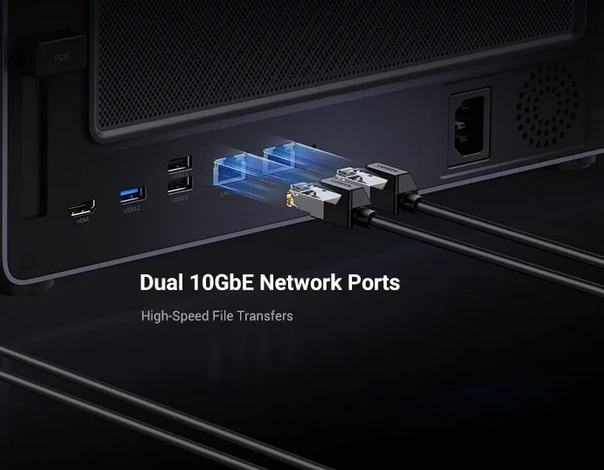 NAS sistema UGREEN NASync DXP8800 Plus, 8 skyrių | Intel i5 1235u | 2 x 10GbE | 8K HDMI |2 x TBT4 aprašymas - Prekės nuotrauka