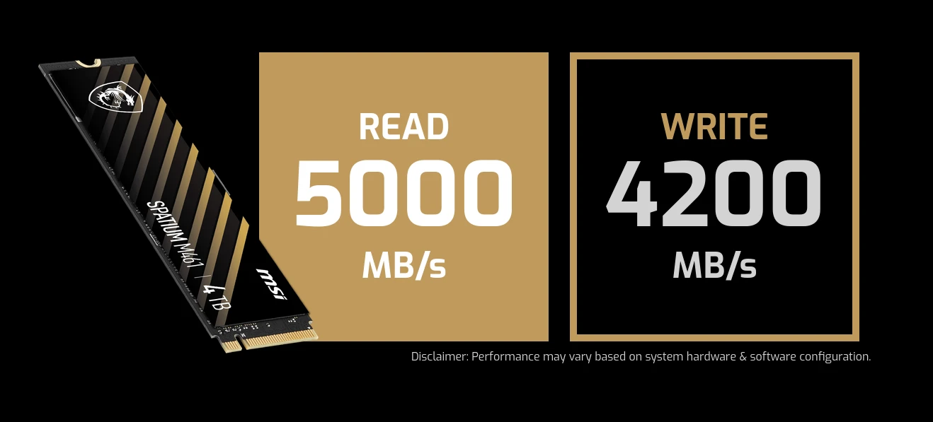 SSD kietasis diskas MSI SPATIUM M461, 2 TB PCIe Gen4x4 M.2 2280 aprašymas - Prekės nuotrauka