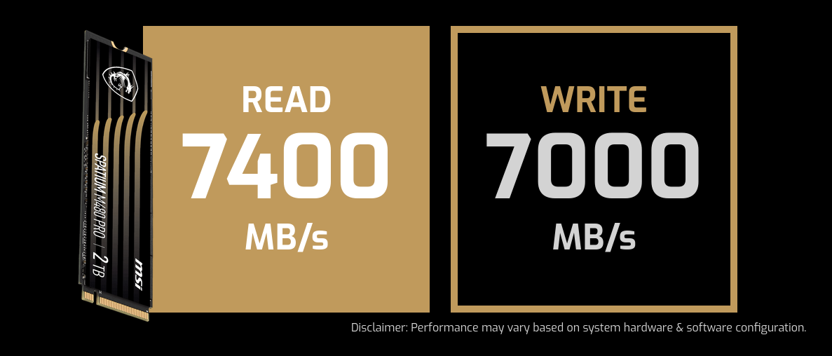 SSD kietasis diskas MSI SPATIUM M480 PRO, 2 TB PCIe Gen4x4 M.2 2280 aprašymas - Prekės nuotrauka