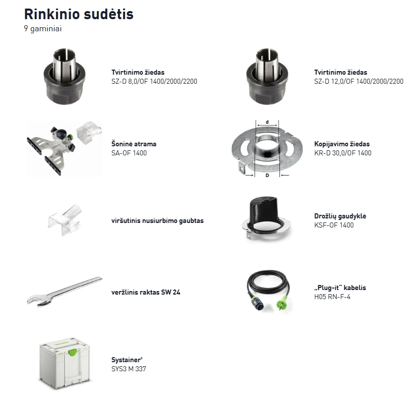 Vertikalus frezeris Festool OF 1400 EBQ-Plus aprašymas - Prekės nuotrauka