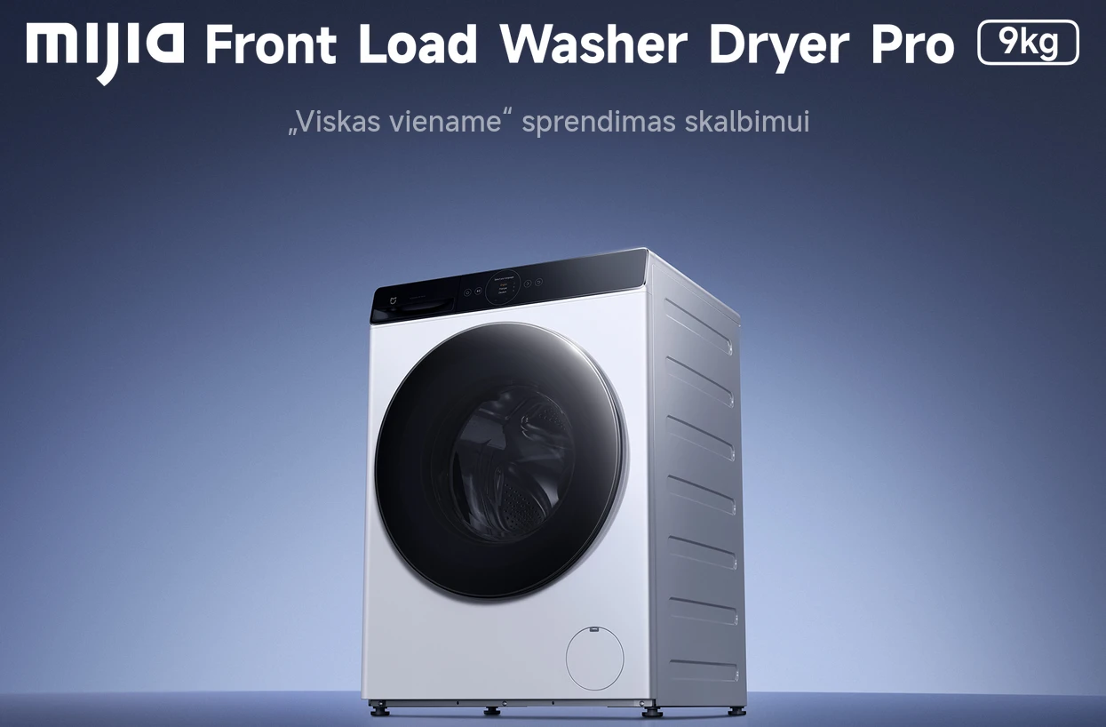 Skalbyklė-džiovyklė Mijia Front Load Washer Dryer Pro, 9/6 kg aprašymas - Prekės nuotrauka Skalbyklė-džiovyklė Mijia Front Load Washer Dryer Pro, 9/6 kg aprašymas - Prekės nuotrauka