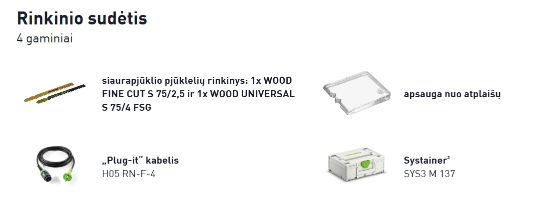 Siaurapjūklis Festool PSB 300 EQ-Plus | 576047 aprašymas - Prekės nuotrauka