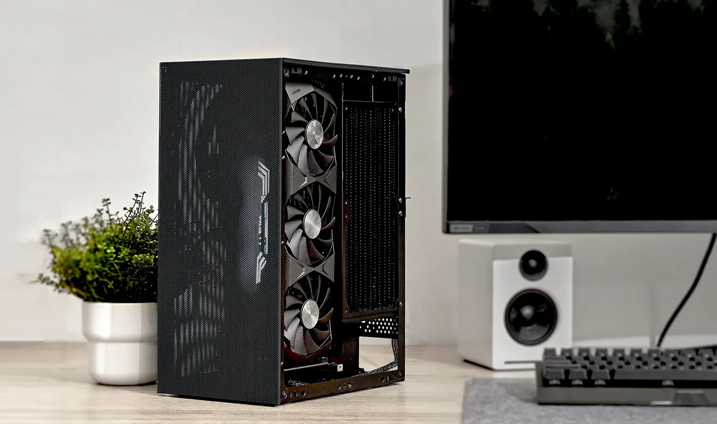Kompiuterio korpusas, SSUPD Meshroom S V2, Mini-ITX, Baltas aprašymas - Prekės nuotrauka