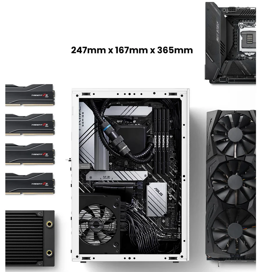 Kompiuterio korpusas, SSUPD Meshroom S V2, Mini-ITX, Baltas aprašymas - Prekės nuotrauka