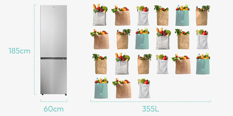 Šaldytuvas Candy ECN2CQTEW186, laisvai pastatomas, 185 cm, Baltas aprašymas - Prekės nuotrauka