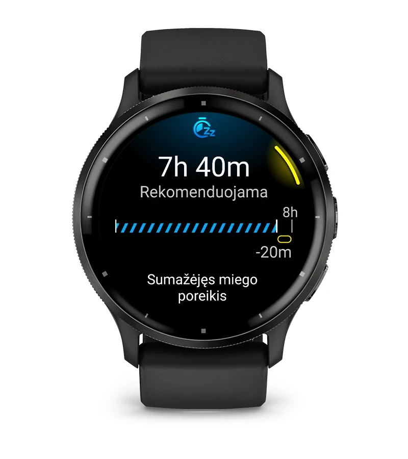 Išmanusis laikrodis Garmin Venu® 3, 45 mm, Skalūno spalvos nerūdijančiojo plieno apvadas, su juodu korpusu ir silikoniniu dirželiu aprašymas - Prekės nuotrauka