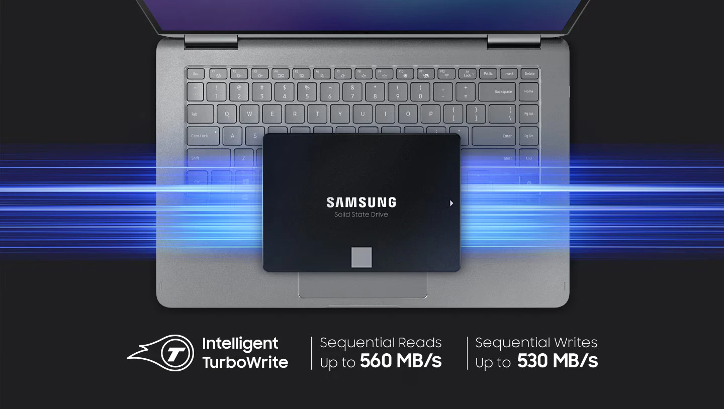 Kietasis vidinis diskas Samsung SSD 870 EVO SATA III 2.5 col., 1 TB, MZ-77E1T0B/EU aprašymas - Prekės nuotrauka