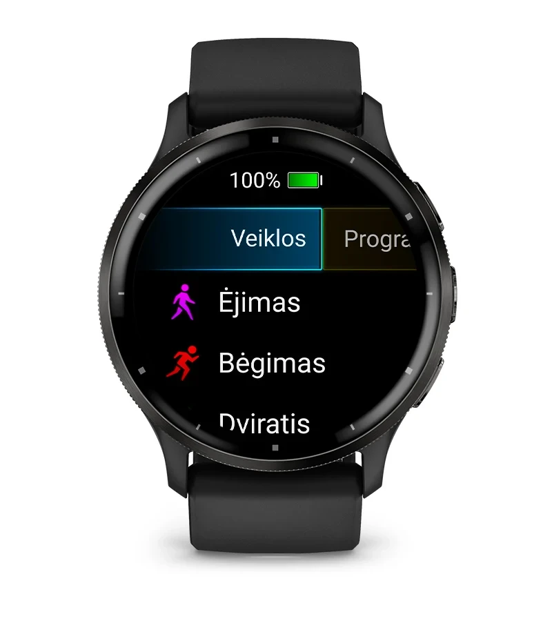 Išmanusis laikrodis Garmin Venu® 3, 45 mm, Skalūno spalvos nerūdijančiojo plieno apvadas, su juodu korpusu ir silikoniniu dirželiu aprašymas - Prekės nuotrauka