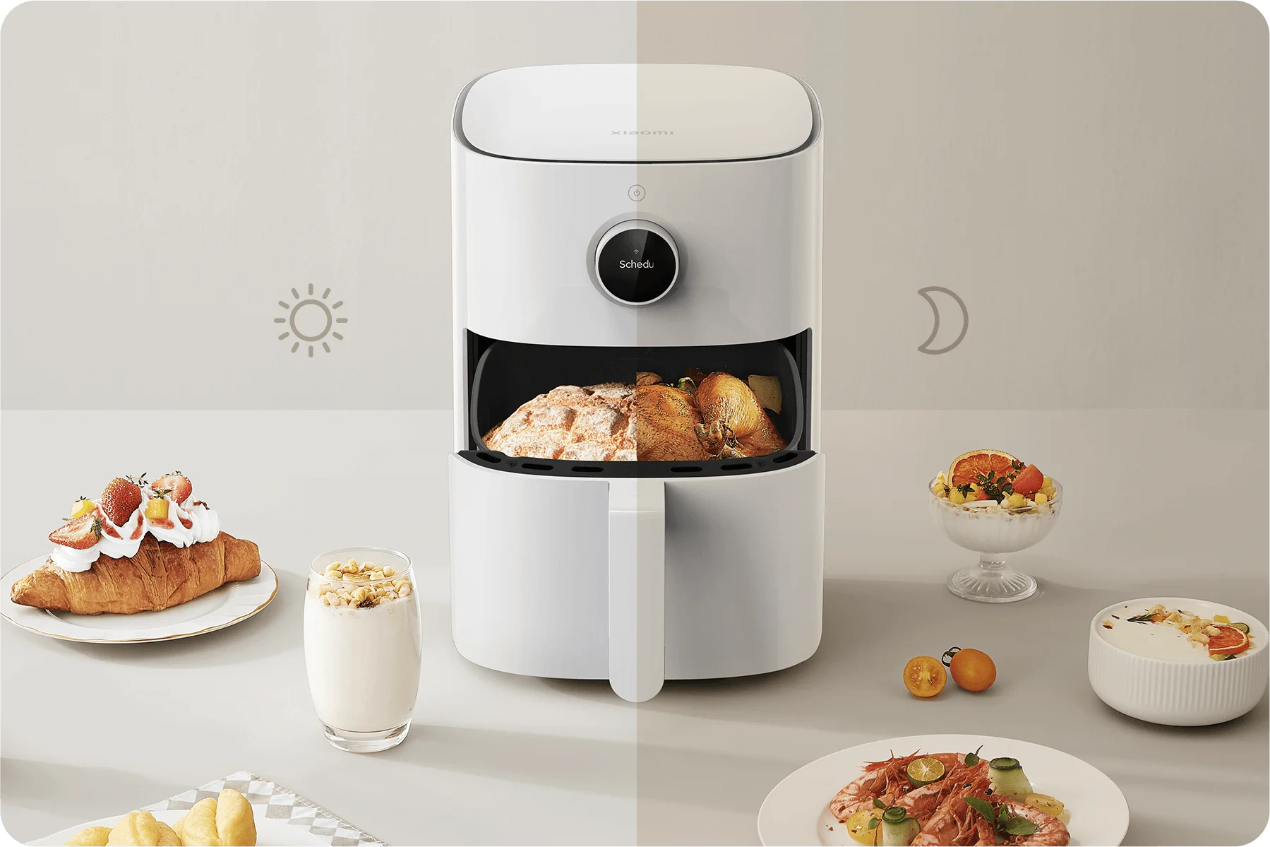 Karšto oro gruzdintuvė Xiaomi Smart Air Fryer, 4.5L, baltos spalvos aprašymas - Prekės nuotrauka