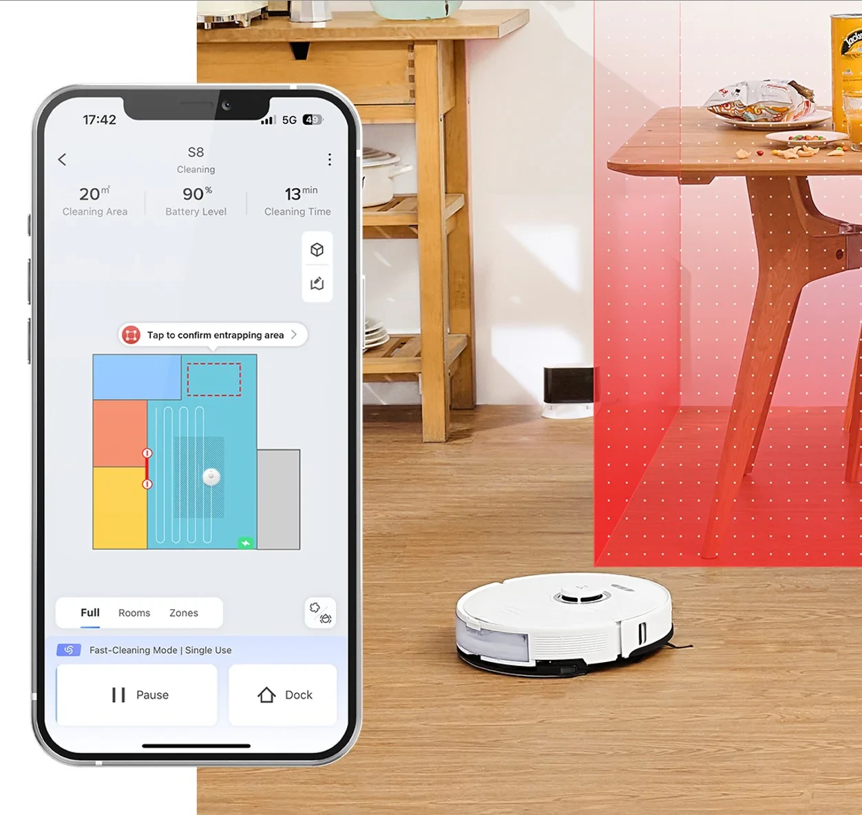 Dulkių siurblys - robotas Roborock S8+, Baltas aprašymas - Prekės nuotrauka