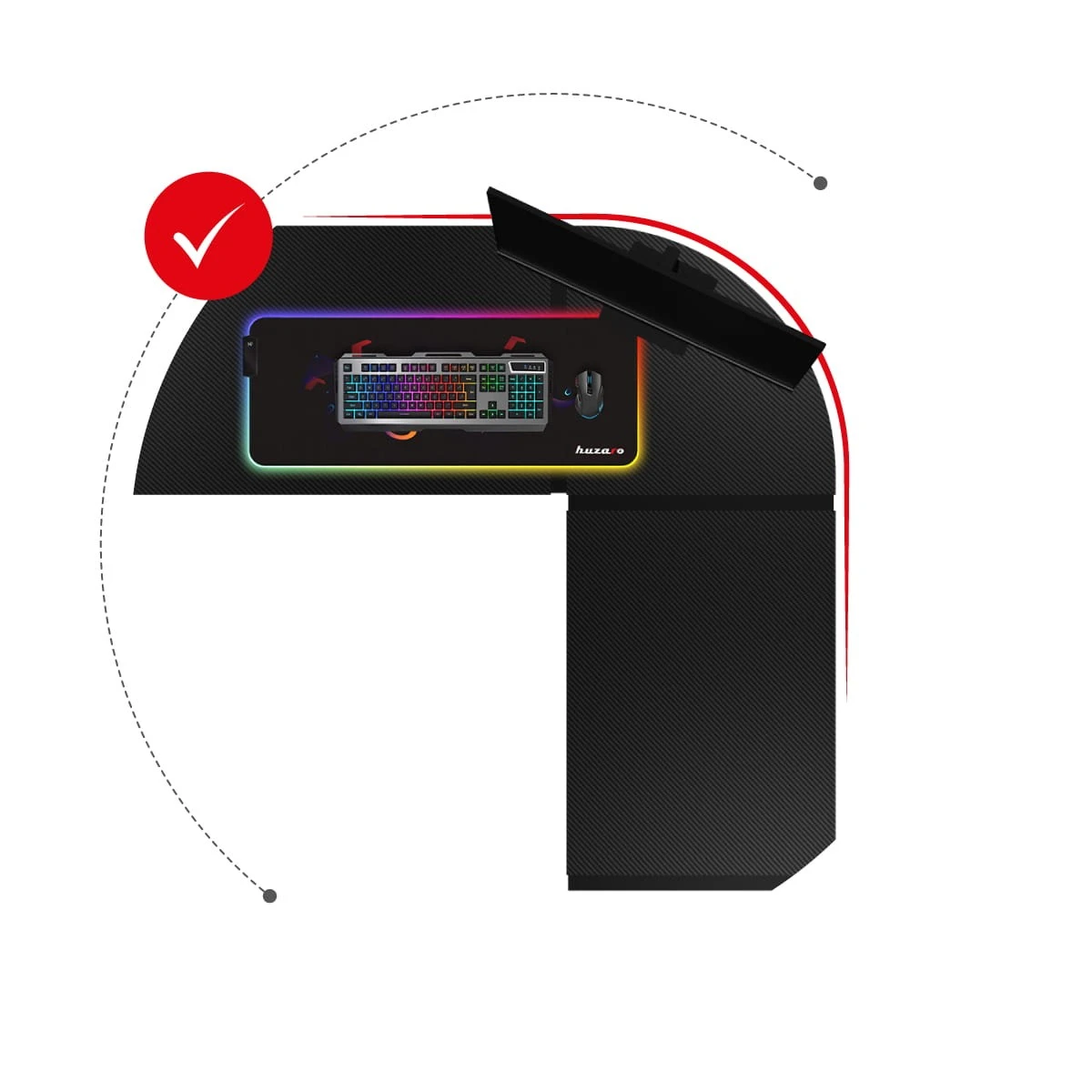 Kampinis žaidimų stalas Huzaro Hero 6.3, Juodos spalvos aprašymas - Prekės nuotrauka