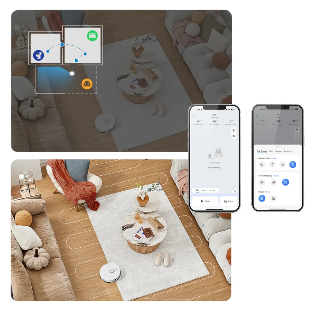 Dulkių siurblys - robotas Roborock S8+, Baltas aprašymas - Prekės nuotrauka