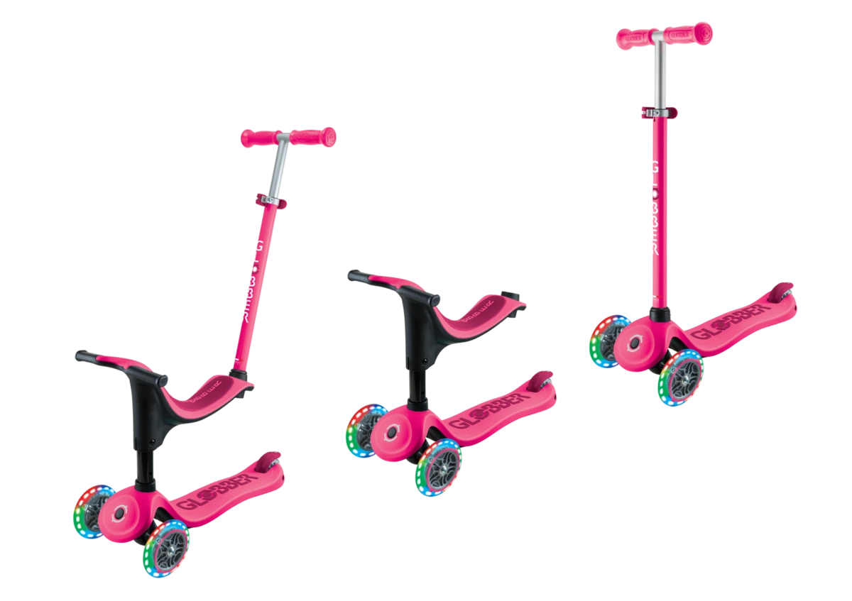 GLOBBER paspirtukas Go-Up Sporty Lights, spalva: pastelinė rožinė aprašymas - Prekės nuotrauka