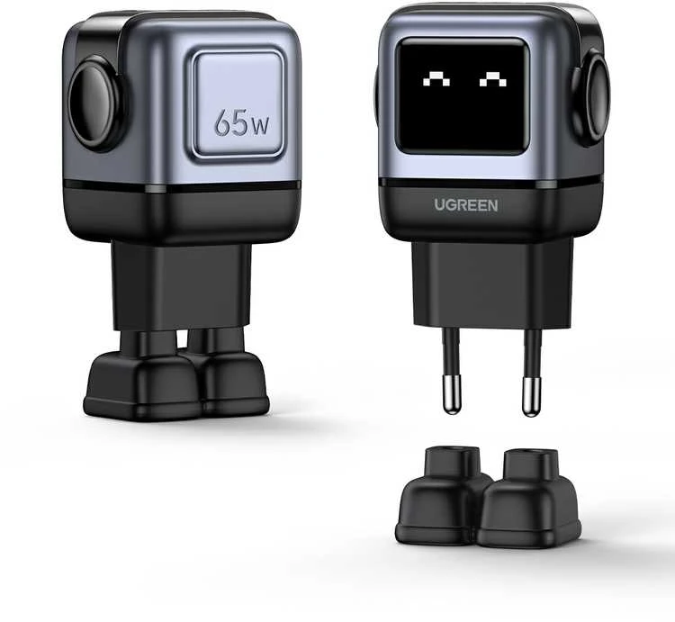 Įkroviklis Ugreen Nexode RG (Robot GaN), 65 W, Juodos spalvos aprašymas - Prekės nuotrauka