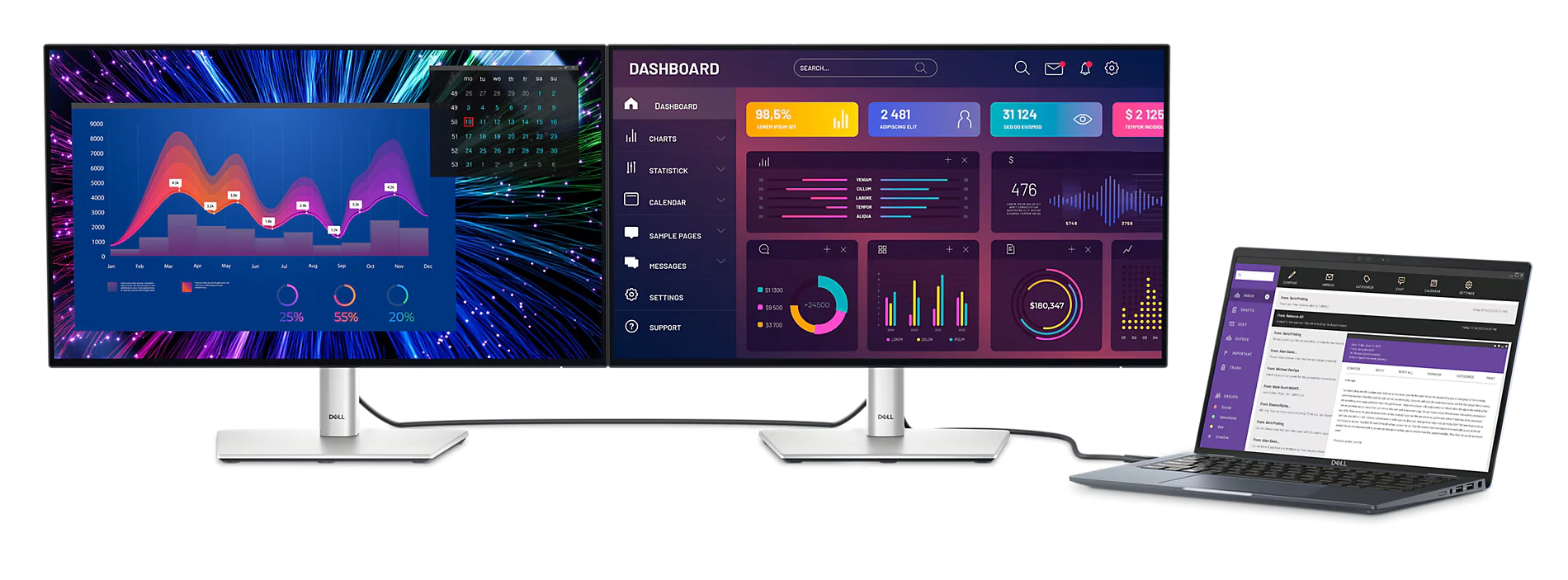 Dell UltraSharp 24 USB-C® Hub Monitorius - U2424HE aprašymas - Prekės nuotrauka