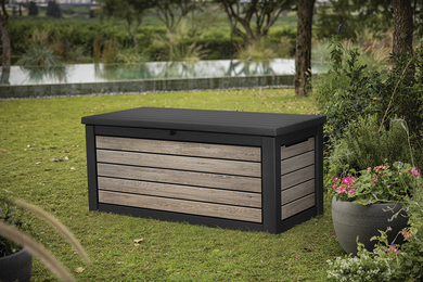 Sodo dėžė Keter Deco 630 L, spalva: walnut (graikinis riešutas) aprašymas - Prekės nuotrauka