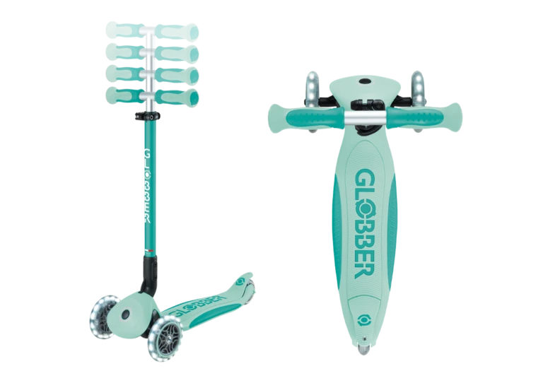 Paspirtukas GLOBBER Go Up Deluxe Lights, pastelinis rožinis aprašymas - Prekės nuotrauka