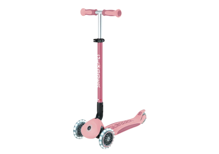 Paspirtukas GLOBBER Go Up Deluxe Lights, pastelinis rožinis aprašymas - Prekės nuotrauka