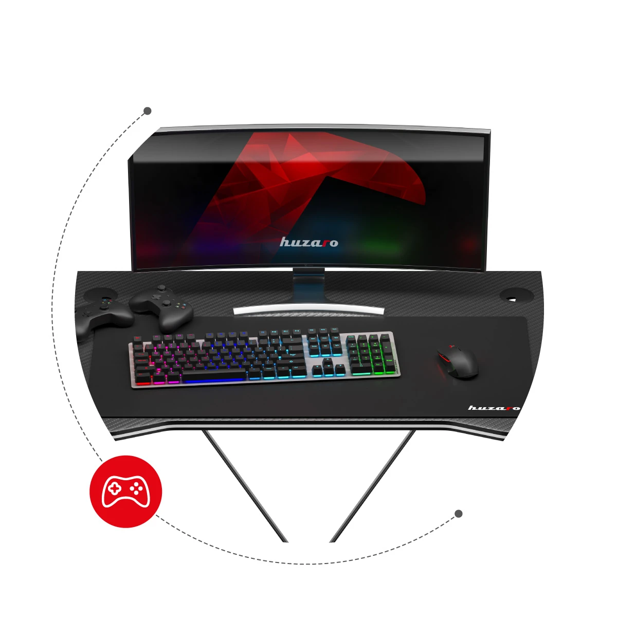 Žaidimų stalas Huzaro Hero 1.4, Juodas aprašymas - Prekės nuotrauka