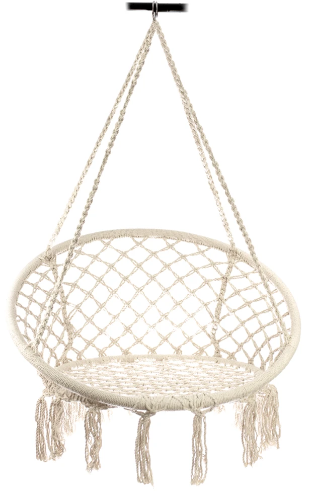 Boho stiliaus pakabinamas krėslas 80 cm | 150 kg | spalva: ecru aprašymas - Prekės nuotrauka