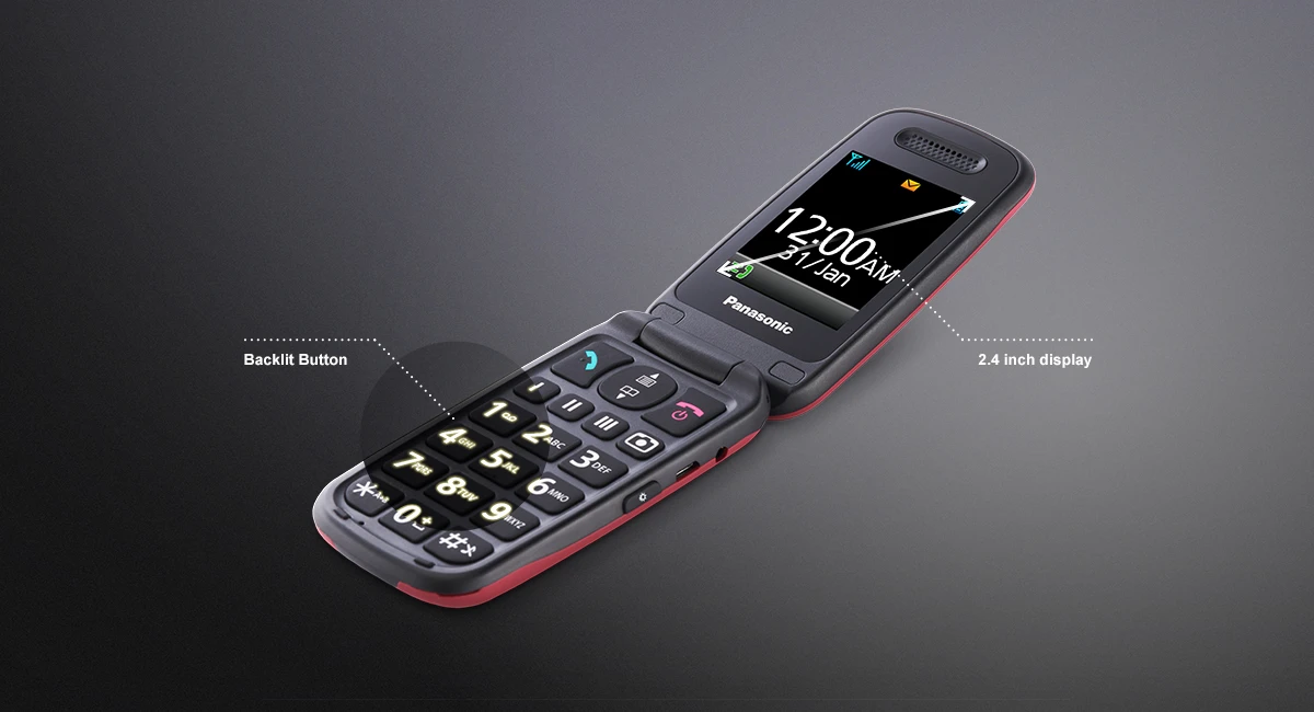 Mobilusis telefonas Panasonic KX-TU446EXB, pilkos spalvos aprašymas - Prekės nuotrauka