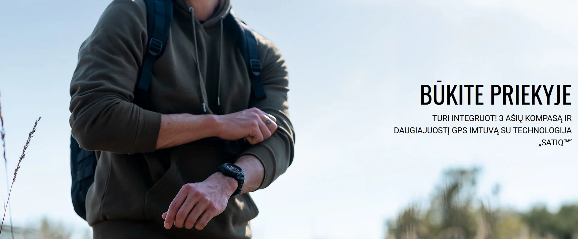 IIšmanusis laikorodis Garmin Instinct® 3 – 50 mm, AMOLED, Tactical Edition  Juodas su juodu dirželiu aprašymas - Prekės nuotrauka